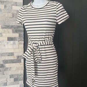 SHEIN Black and White Striped Midi Dress